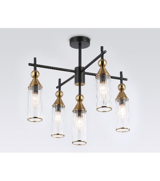 Люстра Ambrella light LH55256/5 BK/BS/CL черный/латунь/прозрачный E14*5 max 40W D520*520