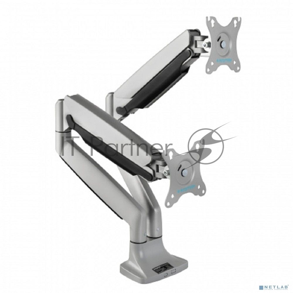 Кронштейн Kromax OFFICE-22 серебристый, 4 шт/уп. Кр. алюм. настол. для мон. 17"-35", max 2x15 кг, 6 ст св., нак. ±90°, пов. 360°, max VESA 100x100 мм.