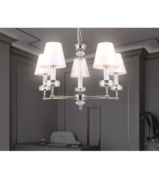 Люстра Ambrella light LH71001/5 BN/WH никель/белый E14*5 max 40W D670*1130