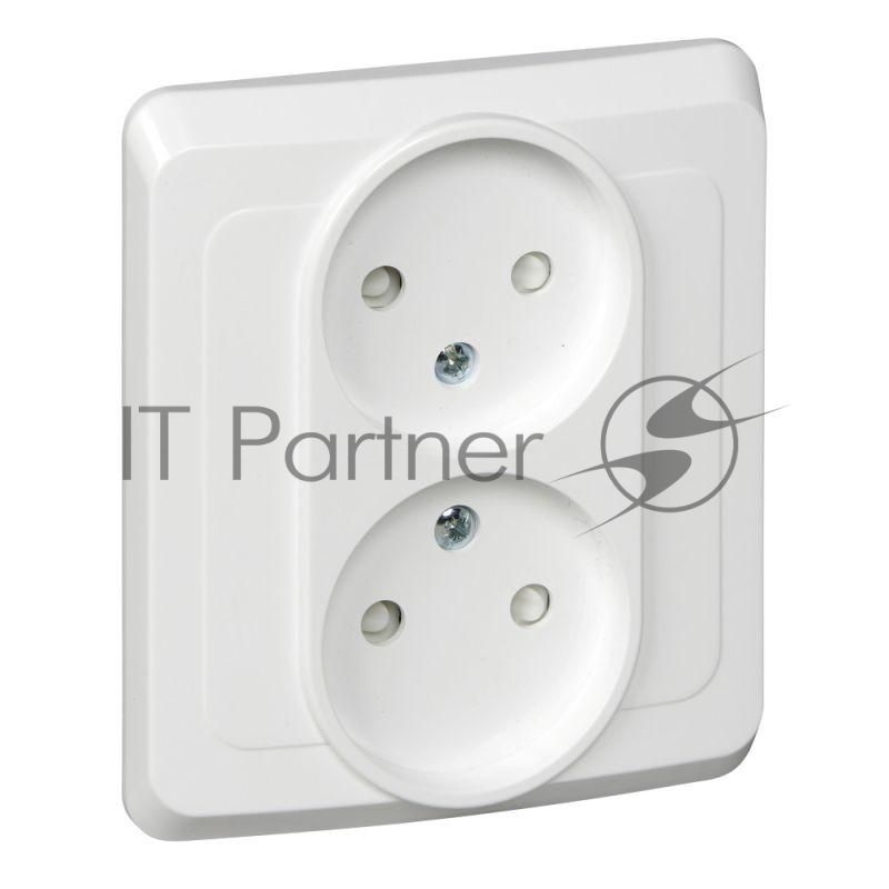 Розетка 2-м СП Этюд 16А IP20 защ. шторки без заземл. бел. SchE PC16-006B
