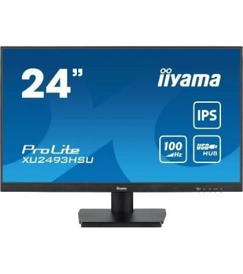 Монитор 23.8" Iiyama ProLite XU2493HSU-B7 IPS 1920x1080, 100 Гц, 1 мс, 16:9, 300 кд/м², HDMI 1.4, DP 1.2, 3.5 Jack, USB Hub (2x USB 2.0), динамики (2x2 Вт), Adaptive-Sync, черный