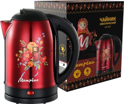 Чайник Матрена MA-005 электрический (2,0 л) стальной красный хохлома