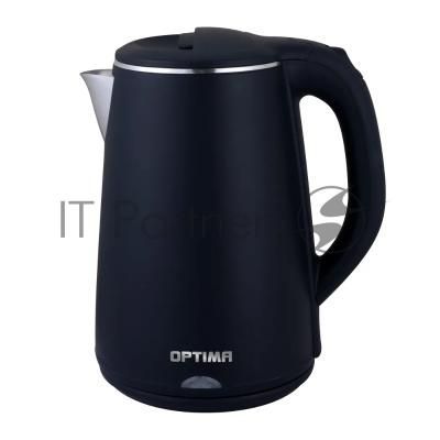 Чайник электрический OPTIMA EK-2002PS (2.0л, двойные стенки, эффект термоса, пов. на 360 град., 2000Вт)черный