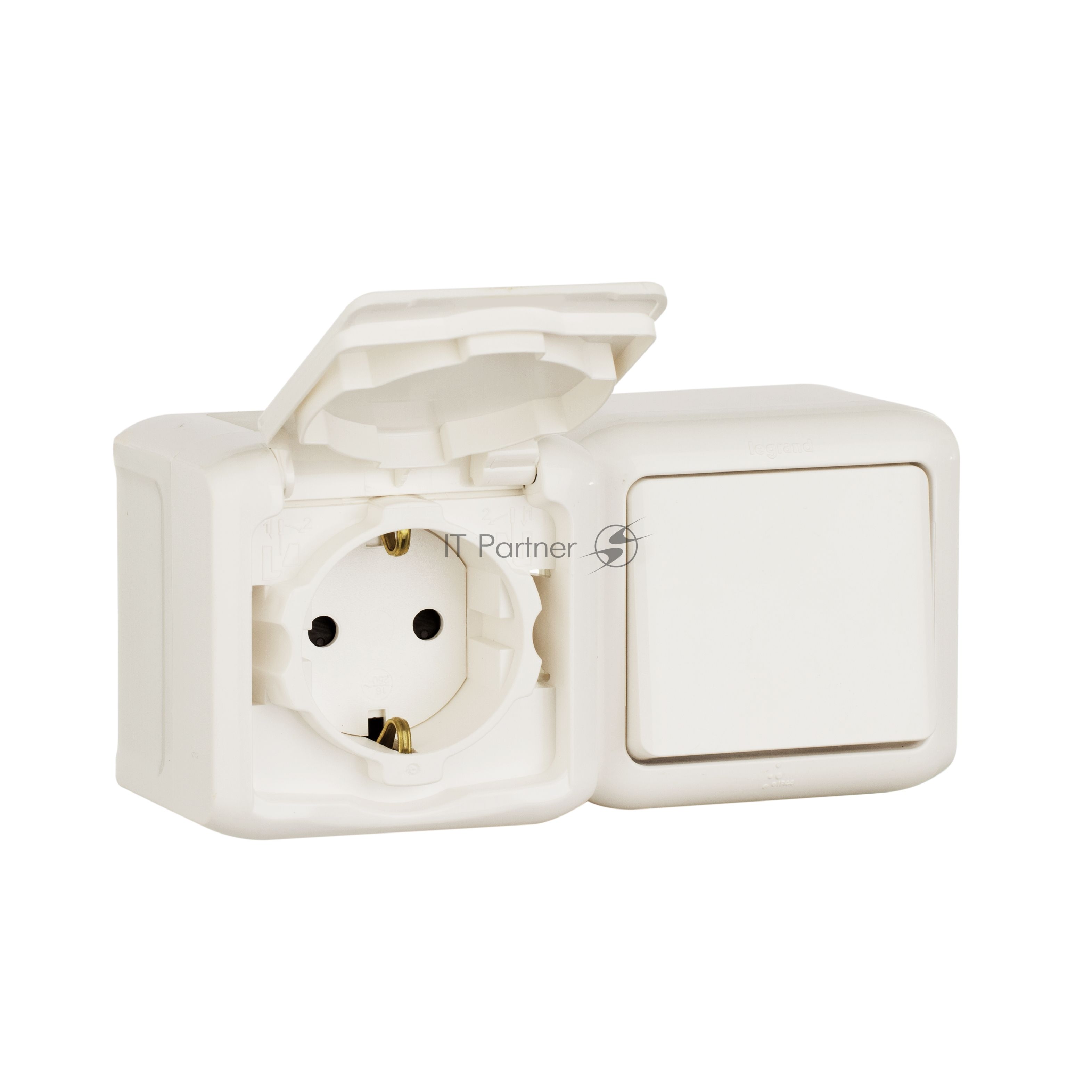 Выключатель+розетка Legrand 2К+З шторки IP44 белый 782318
