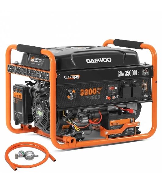 Генератор DAEWOO GDA 3500 DFE бак 18л быстрый запуск бензиновый + газ
