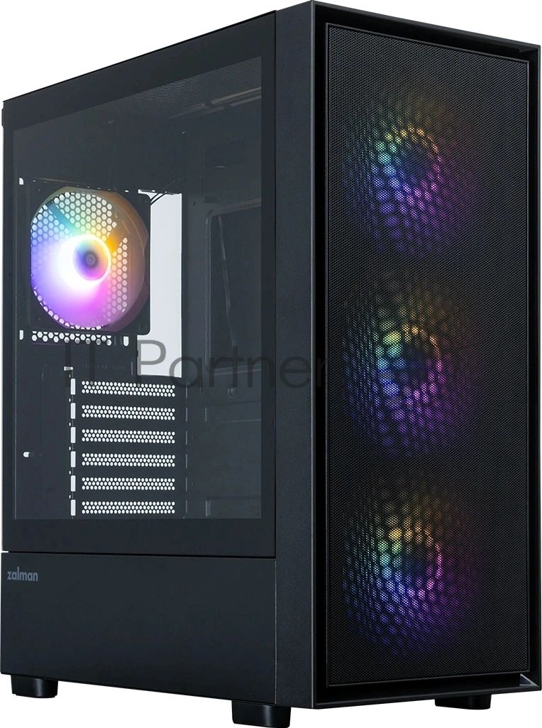 Корпус ZALMAN S6, ATX, BLACK, WINDOW, 2xCombo (3.5" or 2.5"), 1x2.5", 1xUSB Type C, 1xUSB3.0, 1xUSB2.0, FRONT 3x140mm FRGB, REAR 1x120mm FRGB
