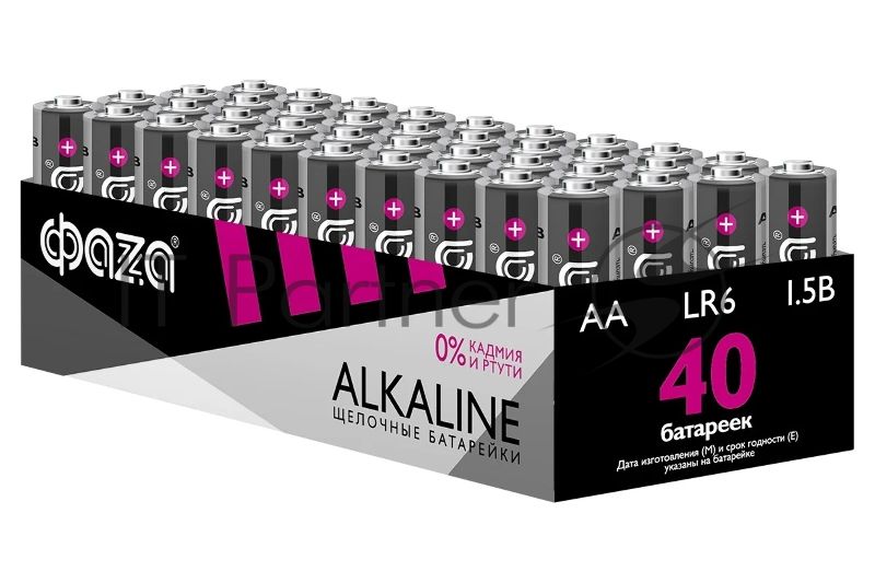 Элемент питания щелочной LR6 Alkaline Pack-40 (уп.40шт) ФАZА 5023017, 1.5 В