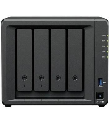 Сетевое хранилище Synology DiskStation DS425+ черный (Intel J4125/2Gb/4(3.5"/2.5"SATA/SSD) + 2 NVMe/RAID/1x1Gb/1x2.5Gb/2хUSB 3.2/no WIFI) (DS425+)