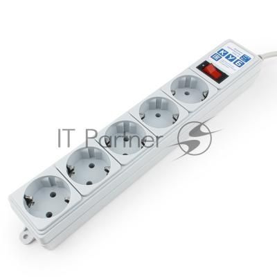 Фильтр-удлинитель Power Cube B 5,0 м 5 розеток (серый) 10А/2,2 кВт