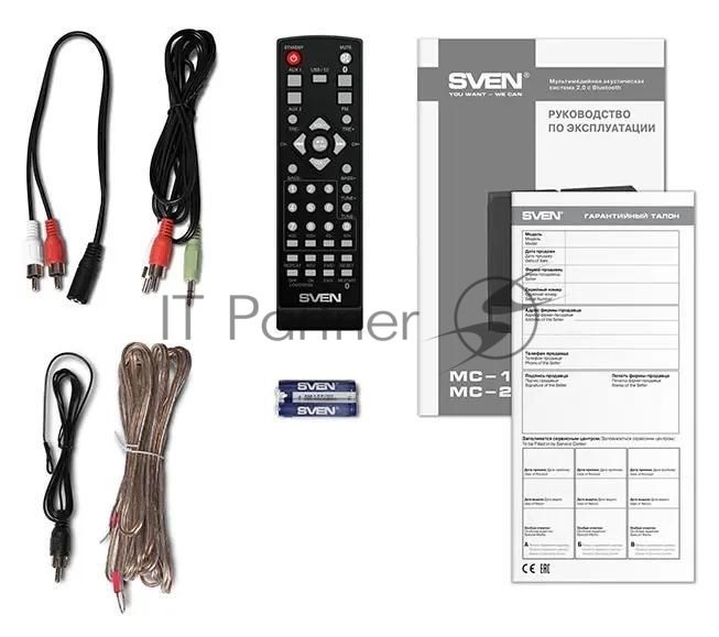 Акустическая система 2.0 SVEN MC-10, чёрный, мощность 2x25Вт (RMS), FM-тюнер, USB/microSD, дисплей, пульт ДУ, Bluetooth SVEN MC-10, чёрный, акустическая система 2.0, мощность 2x25Вт (RMS), FM-тюнер, USB/microSD, дисплей, пульт ДУ, Bluetooth