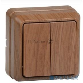 Выключатель 2-кл. ОП ОКТАВА 10А IP20 откр. уст. дуб ИЭК EVO20-K04-10-DC