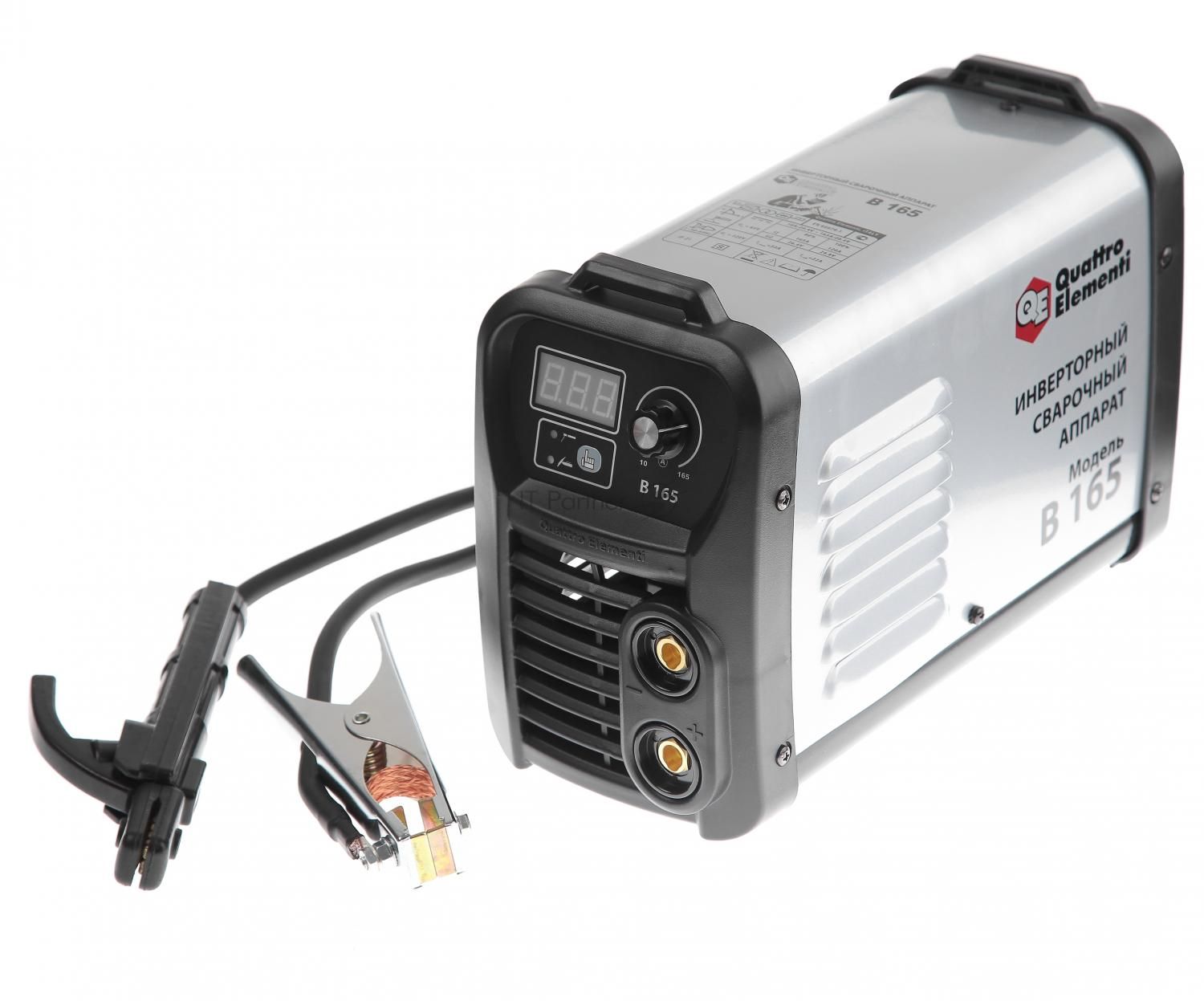 Инвертор QUATTRO ELEMENTI B 165 165 А, ПВ 80%, до 4.0 мм, 4.8 кг, Дисплей, TIG-Lift, 220В, КЕЙС
