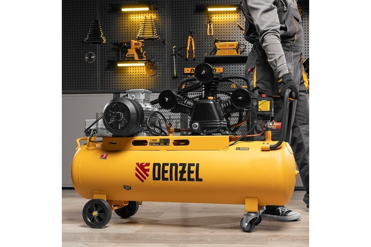 Компрессор воздушный Denzel рем. привод BCW3000-T/100, 3,0 кВт, 100 литров, 520 л/мин