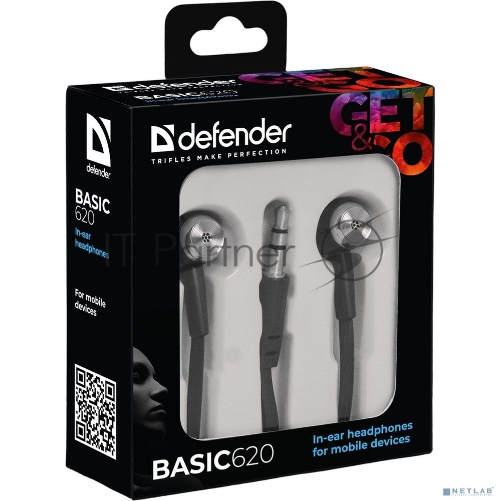 Наушники Defender вставки Basic 620 черный