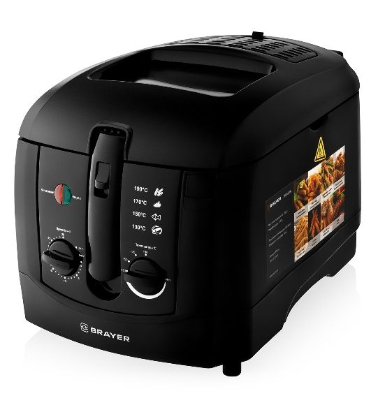 Фритюрница BRAYER 2830BR-BK чёрный, 1800 Вт, 3 л, 0.6 кг, съёмная чаша, таймер