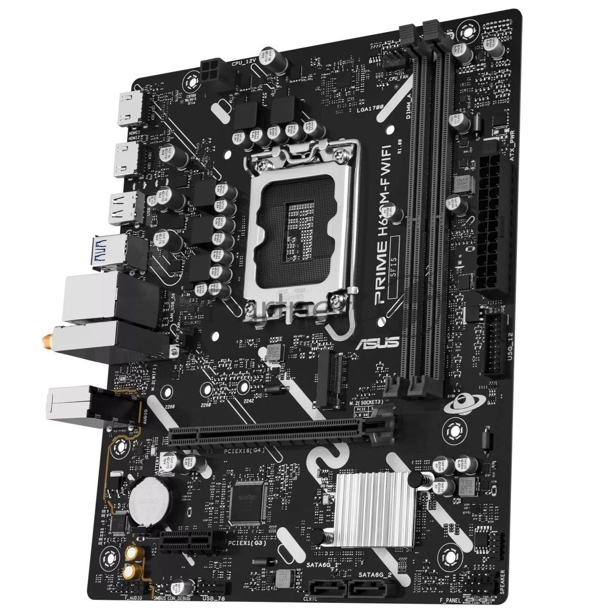 Материнская плата ASUS PRIME H610M-F WIFI, LGA1700, Intel H610, 2xDDR5, 2xSATA 6Gb/s, 1xM.2 PCI-E 3.0 x4, 1xPCIe 4.0 x16, 1xPCIe 3.0 x1, 2xHDMI, 1x 1Gb LAN, 2xUSB 5Gbps Type-A, 3xUSB 2.0 Type-A, 3x3.5 мм, 7.1, microATX