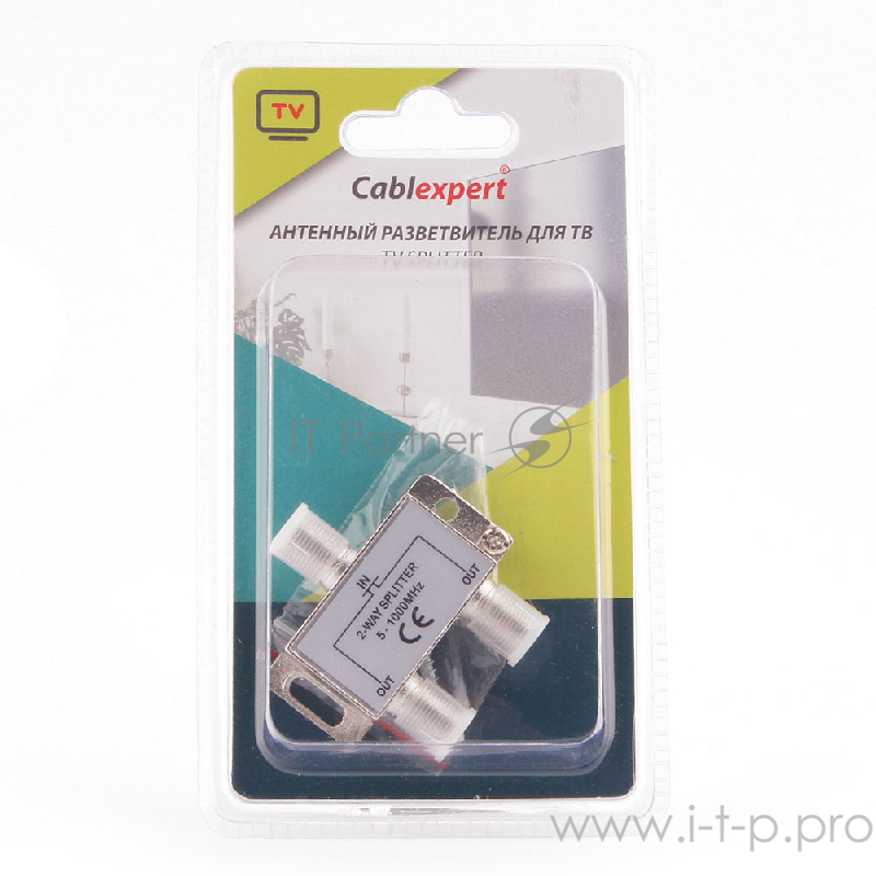 Разветвитель на 2 телевизора, Cablexpert AS-TV-02, 5-1000MHZ