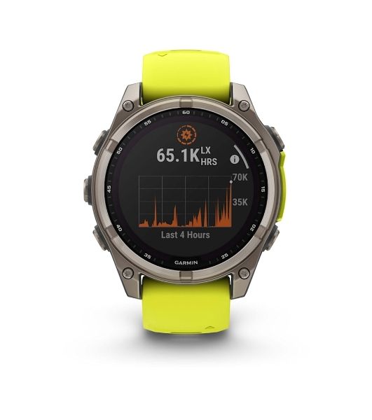 Умные часы Garmin Fenix 8, 1.6" AMOLED, Wi-Fi, Bluetooth, NFC, 100м, серебристый / желтый