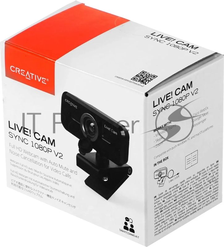 Веб-камера Creative Live! Cam Sync 1080p V2 1920x1080, 30 кадр/с, USB Type-A, микрофон, шторка приватности, универсальное крепление