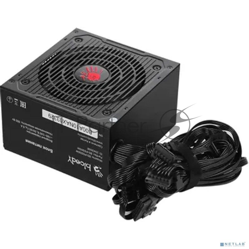 Блок питания Bloody BD-PS500W, 500Вт, 80 PLUS белый, 120мм,черный