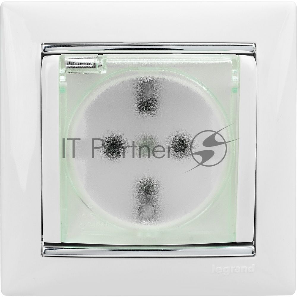 Розетка Legrand Valena 774220 влагозащищенная IP44 с заземлением с крышкой и защитными шторками (белая)