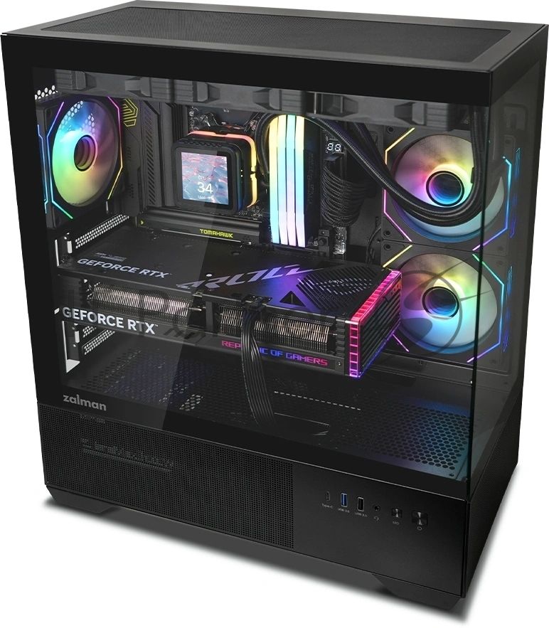 Компьютерный корпус ZALMAN CHRONIX V2, ATX, BLACK, WINDOW, 1xCombo (3.5’’ or 2.5’’), 1x3.5’’HDD, 2x2.5’’SSD, 1xUSB2.0, 1xUSB3.0, 1xUSB Type-C, SIDE 2x120мм ARGB, REAR 1x120мм ARGB