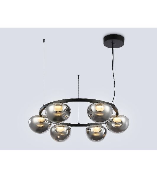 Подвесной светодиодный светильник Ambrella light LH12003/6 BK/GD/SM черный/золото/дымчатый 36W 3000K D760*175