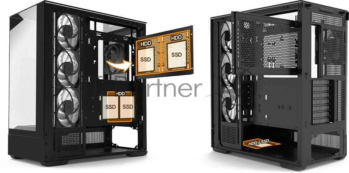 Компьютерный корпус ZALMAN P40 Prism Plus, ATX, черный, WINDOW, 3xCombo (3.5'' or 2.5"), 1xUSB TYPE-C, 2xUSB 3.0, SIDE 3x120мм ARGb, REAR 1x120мм ARGb
