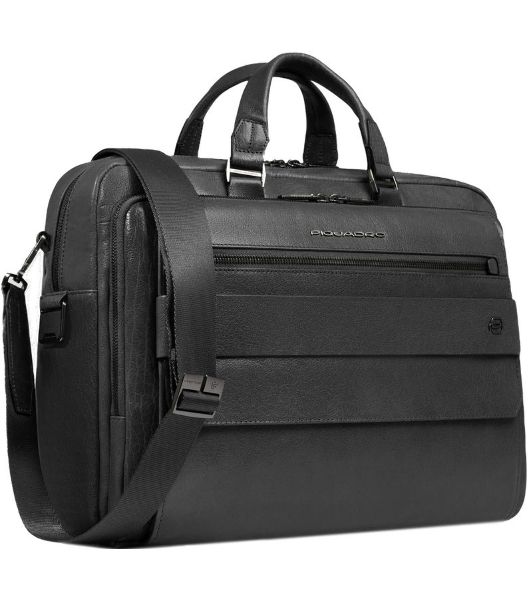 Деловая сумка мужская Piquadro Solm CA7025S141/N с отделением для ноутбука 14" черная натур.кожа
