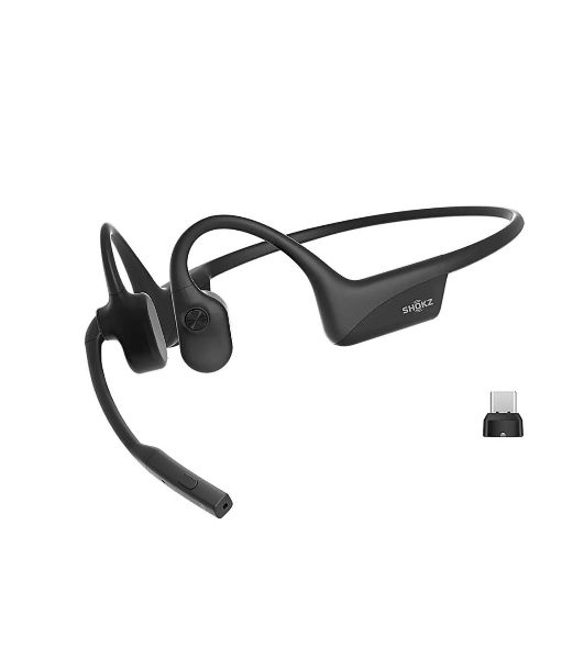 Беспроводные наушники SHOKZ OpenComm2 UC черный, костная проводимость, Bluetooth + USB-адаптер, до 16 ч