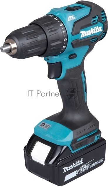 Дрель-шуруповерт Makita DHP490F003, 18 В, 3 Ач, 50 Нм, бесщеточный, ударный