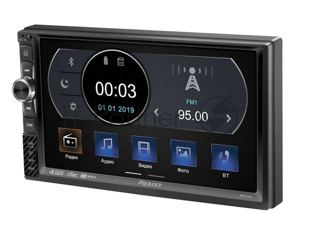 Автомагнитола Prology MPV-310, 2 DIN, 7", Bluetooth, USB Type-A, AUX, пульт ДУ