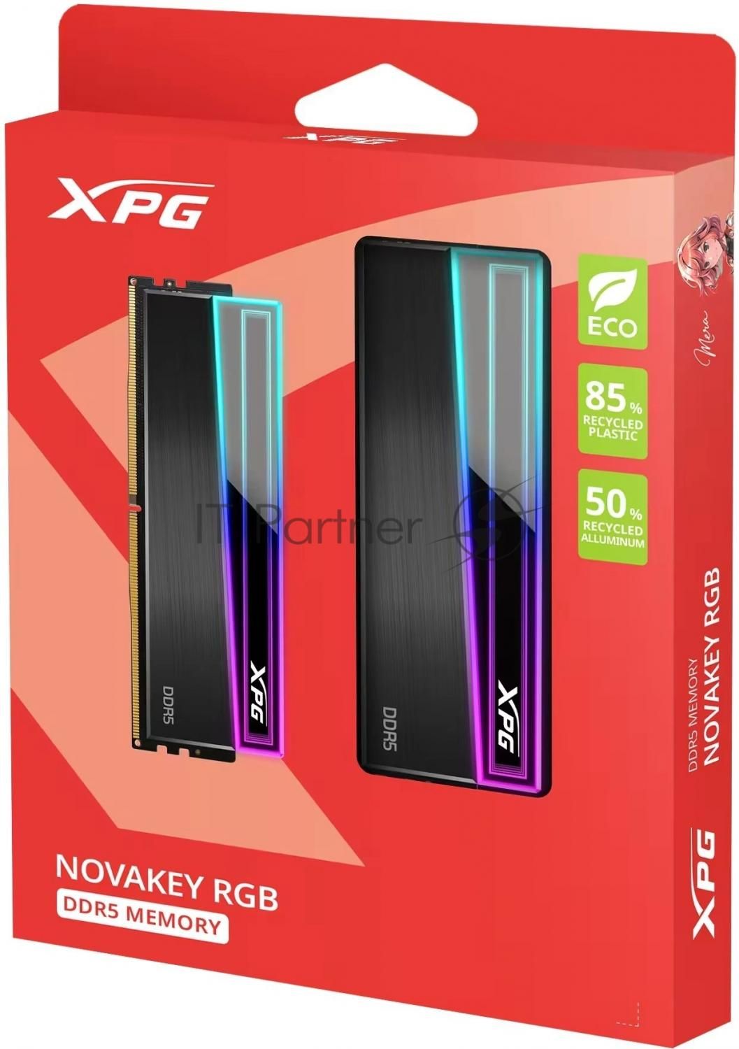Память DDR5 2x16GB 6400MHz A-Data AX5U6400C3216G-DCNKRBK XPG Novakey RGB RTL Gaming PC5-51200 CL32 DIMM UDIMM ECC 288-pin 1.4В kit dual rank с радиатором Ret