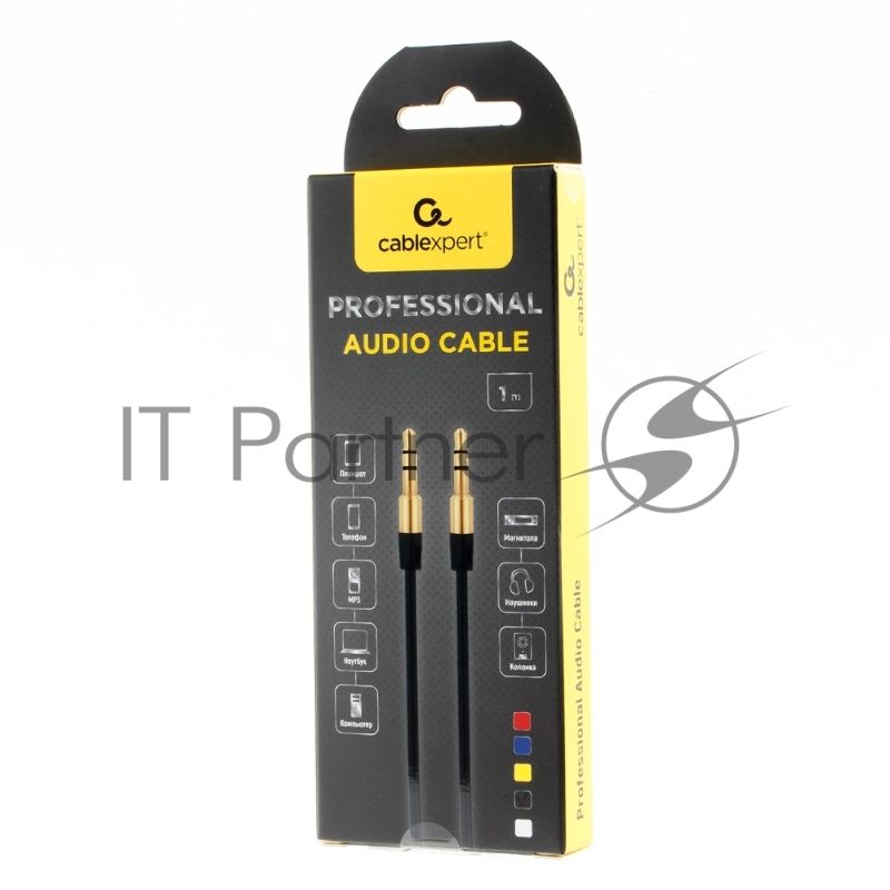 Кабель аудио Cablexpert CCAB-01-35MM-1MY, 3.5 Jack (M)/3.5 Jack (M), желтый. 1м, блистер