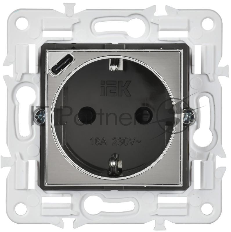 SKANDY Розетка с з/к/ш 16А с USB C 18Вт SK-R17N никель | SK-R14-16-U14-018-K50 | IEK