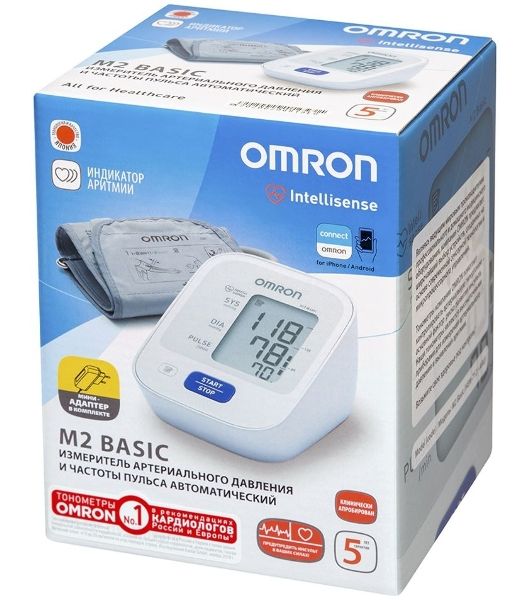 Тонометр OMRON M2 Basic (HEM-7121-ARU) с адаптером