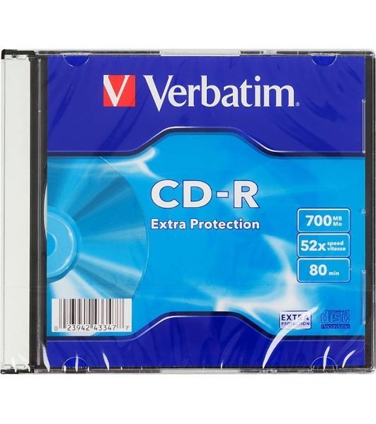 Диск CD-R Verbatim 700Mb 52x Slim case (200шт) (43347)