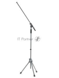 Микрофонная стойка "журавль" K&M 21080-300-02 высота от 925 до 1630 мм, длина стрелы от 425 до 725 мм, металлические узлы, складная конструкция, материал стойки - сталь, цвет хром