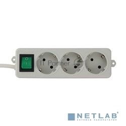 Сетевой фильтр удлинитель Гарнизон EL-NB-G3-W-3, 3 евророзетки с выключателем и заземлением, допустимый ток 10А, длина 3м.