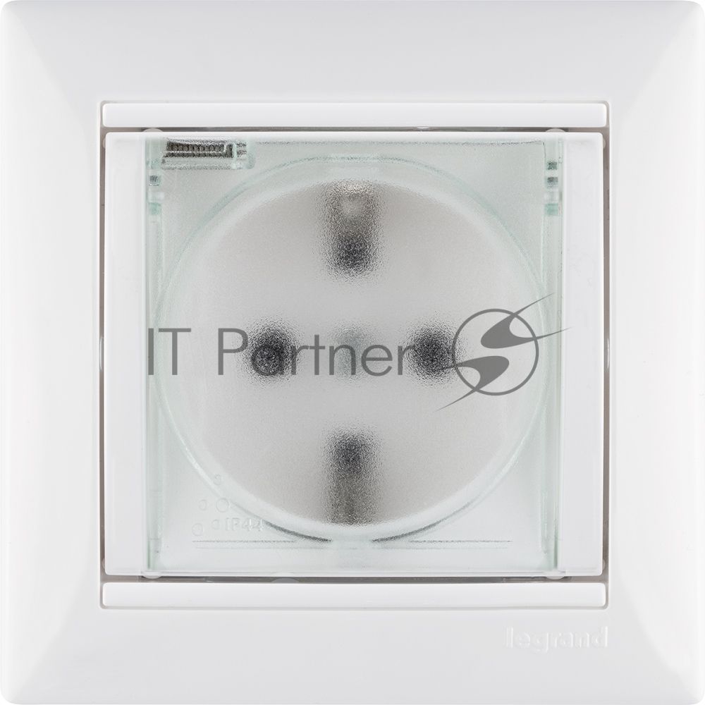 Розетка Legrand Valena 774220 влагозащищенная IP44 с заземлением с крышкой и защитными шторками (белая)