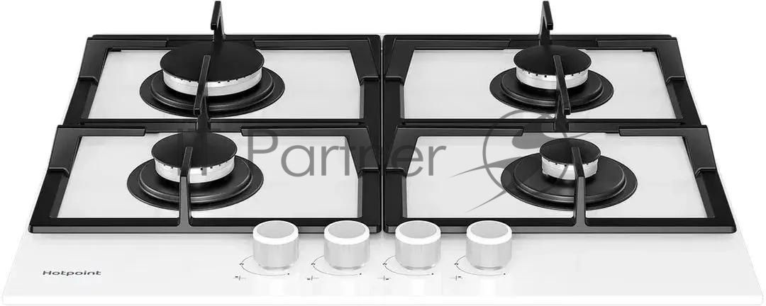 Газовая варочная поверхность Hotpoint HG 61F/WH, 4 конфорки, закаленное стекло, 7400 Вт