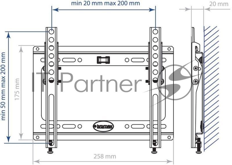 Кронштейн Kromax IDEAL-6 белый, для LED/LCD TV 15"-47", max 35 кг, настенный, 1 ст свободы, наклон 0°-15°, от стены 28 мм, max VESA 200x200 мм