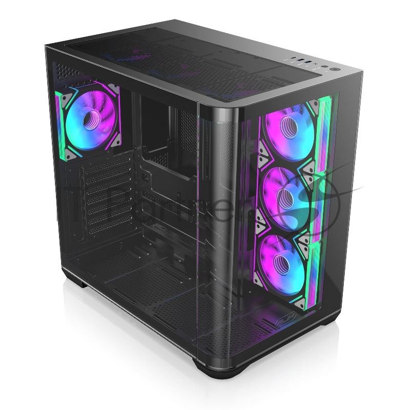 Компьютерный корпус без блока питания Case Raijintek ATREUS BT7, Midi-Tower, TG, 7x120мм ARGb, 2xUSB-A 3.0 + 1xUSB Type-C, E-ATX, ATX, mATX, mITX черный
