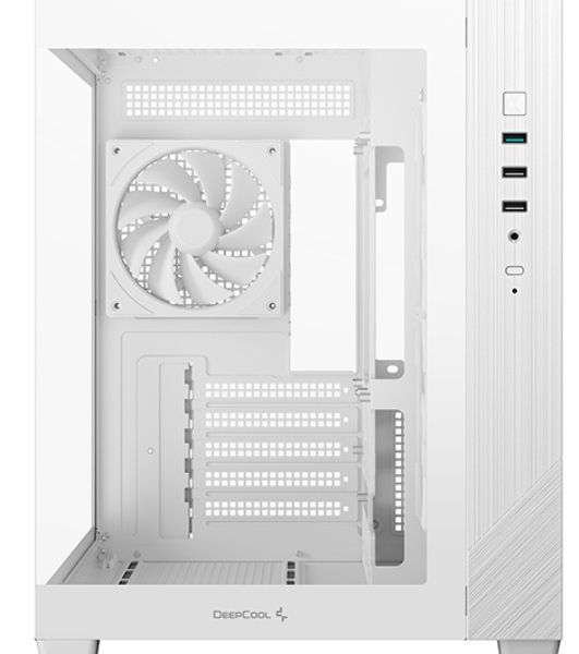 Компьютерный корпус Deepcool CG330 3F WH без БП, боковое окно (панорама), 3x120мм ARGB PWM вентилятора, белый, mATX (R-CG330-BKNGM3-G)