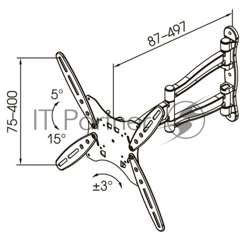 Кронштейн для телевизора Kromax TECHNO-5 серый 15"-55" макс.35кг настенный поворот и наклон