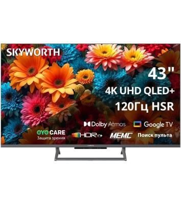 Телевизор Skyworth 43" 43Q67H черный QLED UHD 120Hz Smart TV Google TV 2GB/16GB