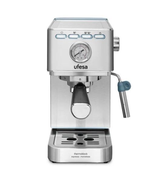 Кофеварка рожковая Ufesa CE8030 MILAZZO серебристый, исп. кофе - молотый, 1.4 л, 1350 Вт, 20 бар