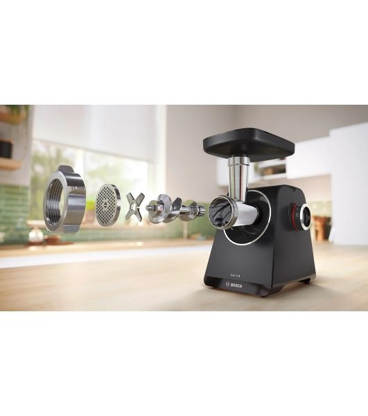 Мясорубка электрическая Bosch MFWS430B черный, 1900 Вт, 2.5 кг/мин, реверс, насадки - 6