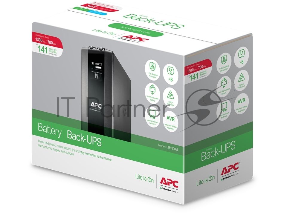 Источник бесперебойного питания APC Back-UPS Pro BR BR1300MI / 1300 ВА / 780 Вт / 8 x IEC 320 C13 (компьютерная)
