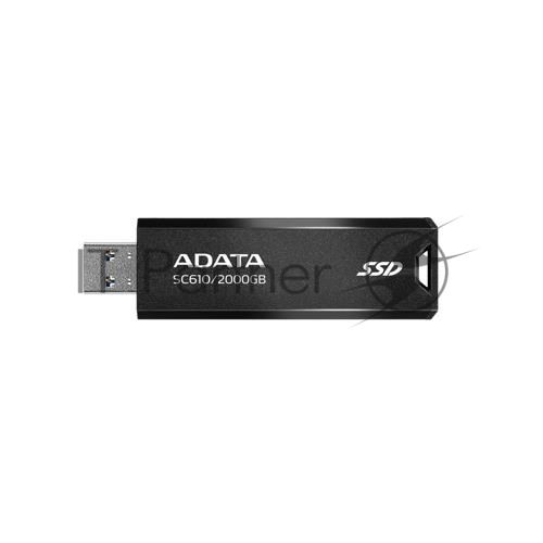 Внешний SSD ADATA SC610, 2TB, USB 3.2 Gen 2 Type-A, R/W 550/500, черный